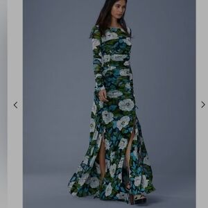 DVF NWT FITTED LINED BOSWELL RUCHED PRINT MAXI DRESS 2 PIECE